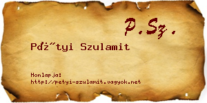Pétyi Szulamit névjegykártya
